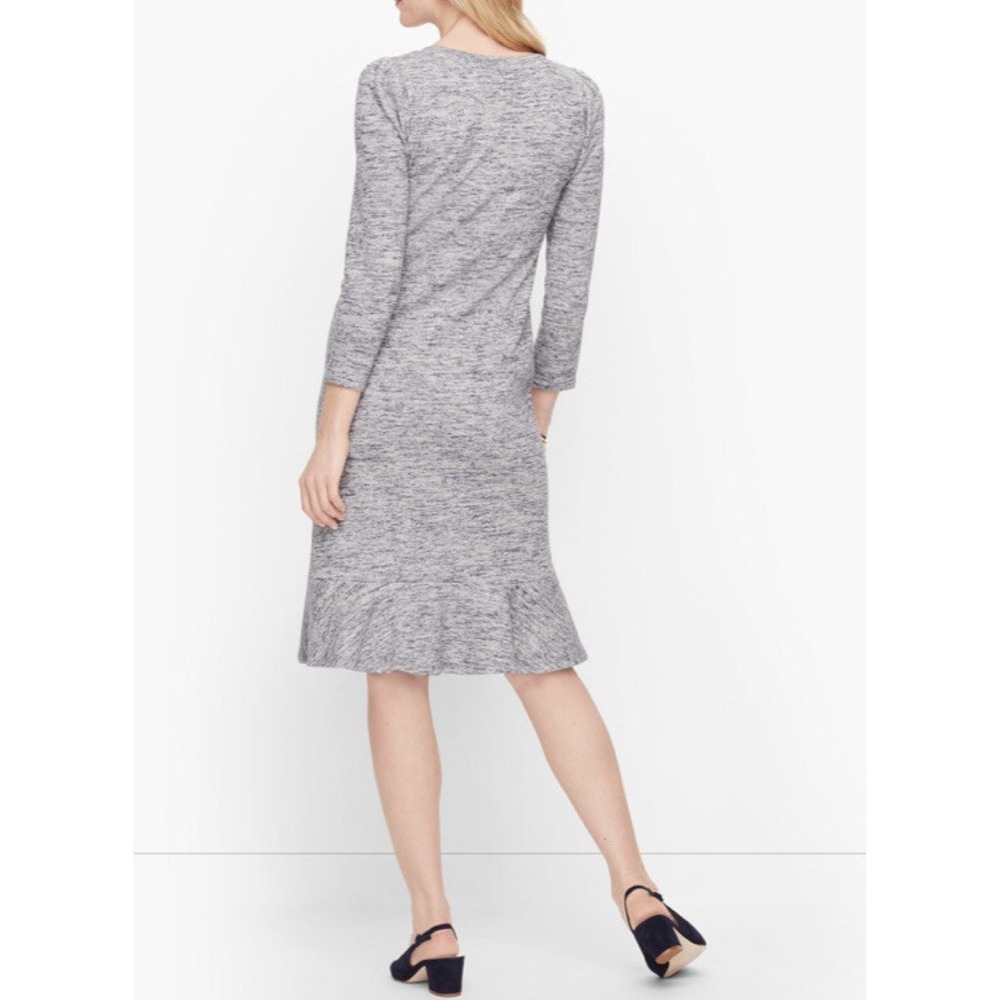 Talbots Womens Large Grey Marled Knit Flounce Hem Sheath Dress NWT - Picture 3 of 5